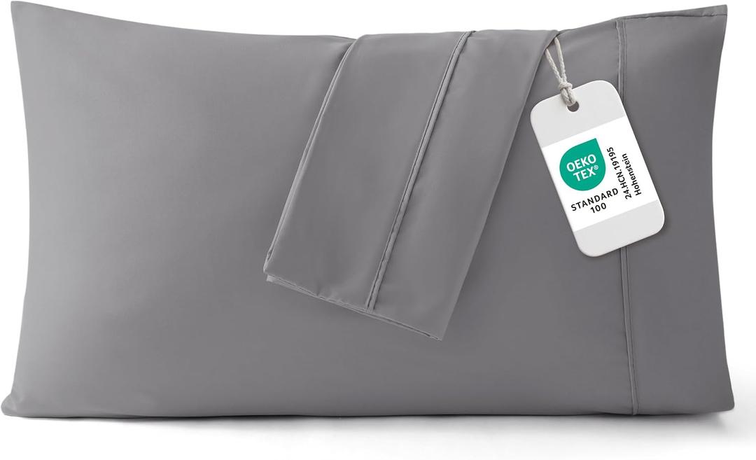 Bedsure Silver Grey Pillowcase Set - Standard Size (20x26 inches) Bed Pillow Cover - Brushed Microfiber, Wrinkle, Fade & Stain Resistant - Envelop Closure Pillow Case Set of 2