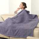 Electric Heated Blanket Throw 50"x 60", 5 Warmth Settings, Auto Shut Off, Double-Sided Soft Sherpa, Ideal Gift, Gray Violet