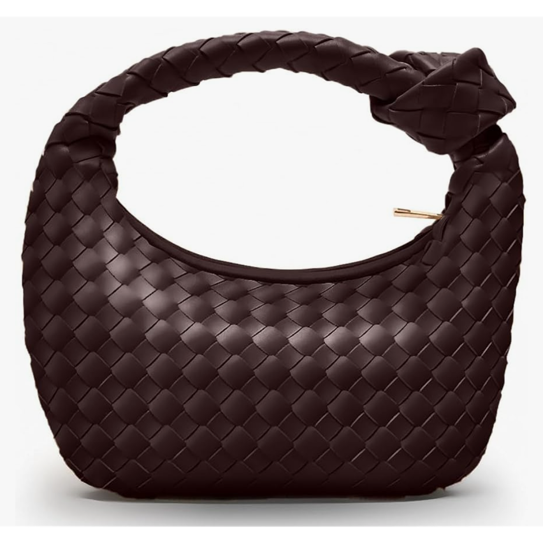 Knotted Woven Leather Handbags Tote with Detachable Bow For Women, Trendy Hobo Dumpling Purse Bag 2024.