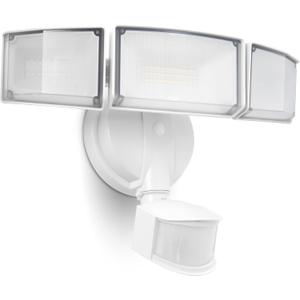 UME 49W 5500LM LED Security Lights Motion Sensor Light Outdoor, 5000K Daylight, IP65 Waterproof, Dusk to Dawn, 3 Head Motion Detected Flood Light for Garage, Yard, Porch(White) (1 Pack)