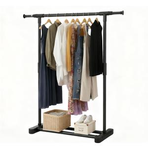 Clothes Rack for Hanging Clothes, Metal Portable Garment Rack with Bottom Storage Shelf, Metal Portable Wardrobe Rack for Coats, Jackets, Shirts, Dress