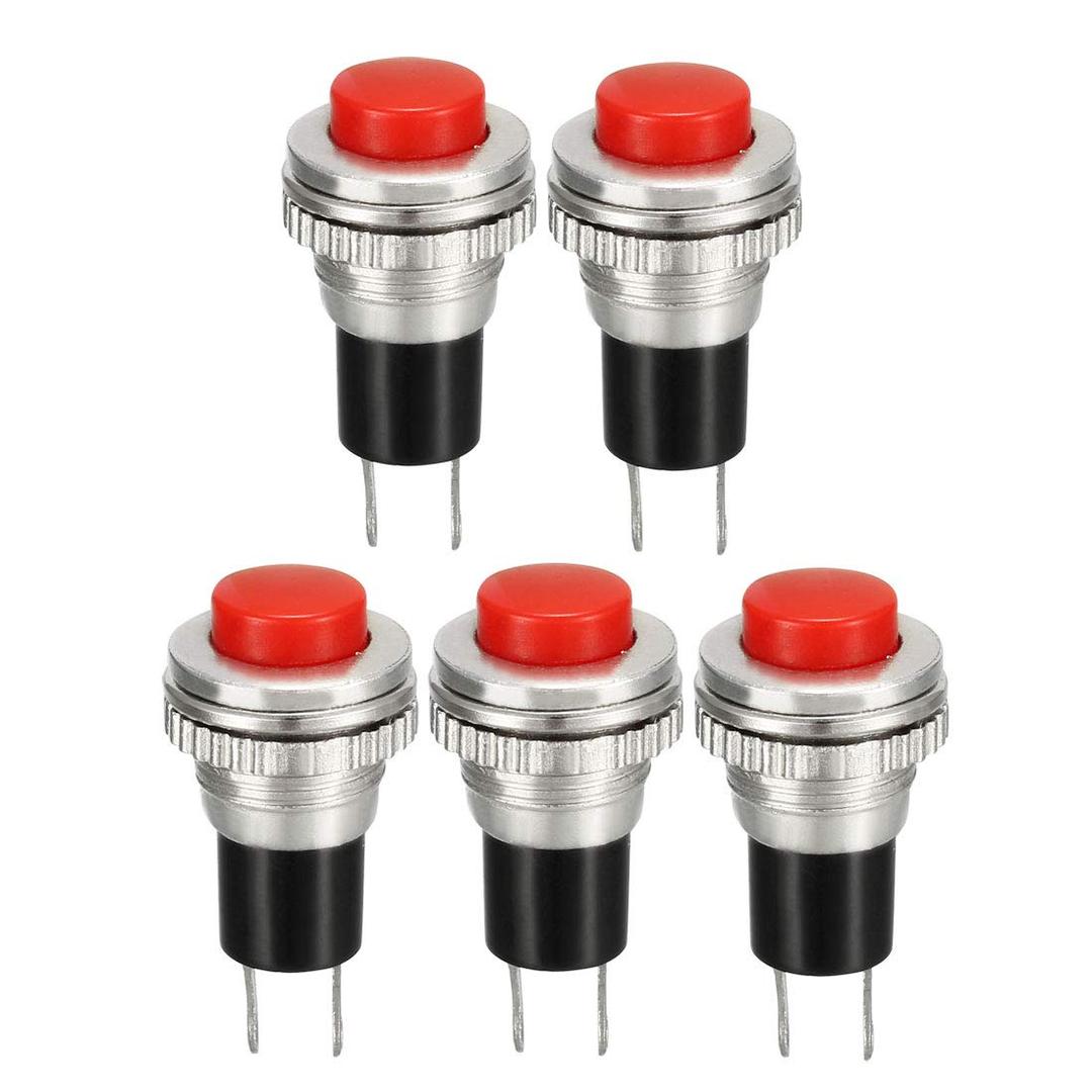 Uxcell 10mm Mounting Red Momentary Push Button Switch SPST NO 5pcs