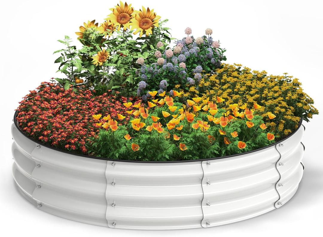 Galvanized Raised Garden Bed, 4x4x1 FT Raised Garden Bed for Gardening, Large Metal Planter Box for Vegetables Flower Herb(Pearl White)