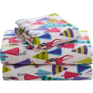 Morgan Home Highline Bedding Co. Flannel Sheet Set King Size- 100% Turkish Cotton, Double-Brushed, Ultra-Soft, Plush, Cozy 4-Piece Set (Unicorn Forest)