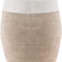 Cotton Rope Laundry Hamper by YOUDENOVA, 105L - Woven Collapsible Basket Clothes Storage for Blankets, Room Organizing, Bedroom Storage,  Brown & White