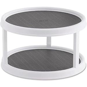 Copco Non-Skid Turntable, 2-Tier, 12-Inch, Durable & Easy Clean, White/Gray