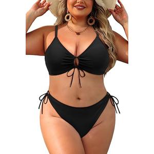 Daci Women's Plus Size Triangle Bikini Set, Sexy Tie Front Two-Piece Swimsuit, XL