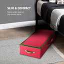 ZOBER Underbed Christmas Ornament Storage Box - Stores 72 Large 4" Ornaments, With Dividers - Tear Proof 600D Oxford Fabric, Ornament Organizer Storage Box, Durable Christmas Containers Holder - Red