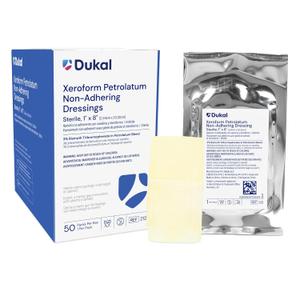 Dukal Xeroform Petrolatum Gauze, Sterile, 1" W x 8" L (Box of 50), 212
