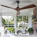 BvenuBigLite Ceiling Fan Without Light: 52 Inch Outdoor Fan for Patios - Walnut Ceiling Fan No Light Indoor - Modern 3 Blade Fan with Remote APP Control Reversible 6 Speed Noiseless Walnut 06