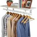 FIRJOY Closet Shelf with Hanging Rod, Heavy Duty (Black, 1 PACK 11.8" x 31.4")