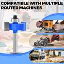 4 Pcs Rabbeting Router Bits Set 1/4 Inch Shank, Carbide Tipped Rabbet Router Bit with 6 Bearings Set, Router Accessories Interchangeable Adjustable Multi Depths Cutter for Cutting Rabbet Slots