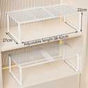 Extendable Metal Wire Shelf Organizer - Adjustable 15-24.4in Length, Stackable Storage Rack for Kitchen/Pantry/Bathroom/Shoe Cabinet/Tool Closet (2, White)