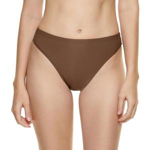 Bellecarrie Women's High Cut Full Coverage Bikini Bottoms, Khaki, XS
