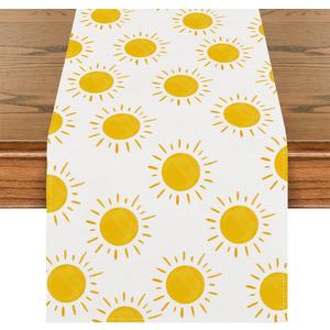 Summer Table Runner First Trip Around The Sun Decorations Here Comes The Son Baby Shower Decor Yellow Sunshine Sun Table Cover Summer Decorations for Simple Life Home Party