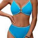 Blooming Jelly Womens Bikini Sets Color Block Two Piece Swimsuit O Ring Stitched Bathing Suit 2026, L