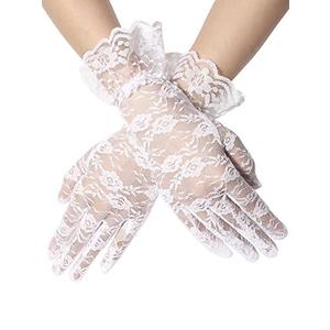 SATINIOR Lace Princess Gloves for Girls Tea Party Dress Up Gloves Halloween Costume Party Princess Cosplay(White)