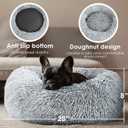 28in Large Dog Bed, Medium Size Dog and Cats, Calming Donut Bed for Puppy and Kitten, Washable Round Fluffy Pet Bed (Light Grey)