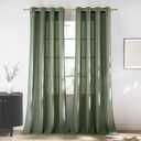 NICETOWN Linen Forest Green Curtains 96 inches Long, Grommet Privacy Assured Linen Blend Window Treatments with Light Filtering for Living Room/Bedroom, W55 x L96, 2 Panels