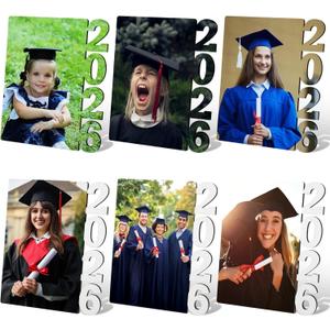 Geelin 6 Pcs 2026 Graduation Sublimation Blanks Photo Frame 7 x 5.9 Inch Picture Frame MDF Sublimation Blank for Graduation Souvenir DIY Personalized Picture Desktop Photo Sign Party Decorations