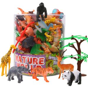 Animals Figure,54 Piece Mini Jungle Animals Toys Set With Gift Box,ValeforToy Realistic Wild Animal Learning Party Favors Toys For Boys Girls Kids Toddlers Forest Small Farm Animals Toys Playset