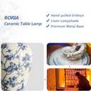RORIA 24" Chinoiserie Modern Ceramic Small Table Lamps Set of 2 for Bedroom, Blue and Beige Bird Pattern Traditional Classic Table Lamp for Living Room Nightstand Entryway, 2 LED Bulbs Included