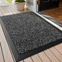 LUMI Front Door Mat Outside Entrance, 24"x36" Non Slip Low Profile Doormat for Entryway, Trap Dirt and Moisture Welcome Mats, Easy Clean, Patio, Garage,Grey