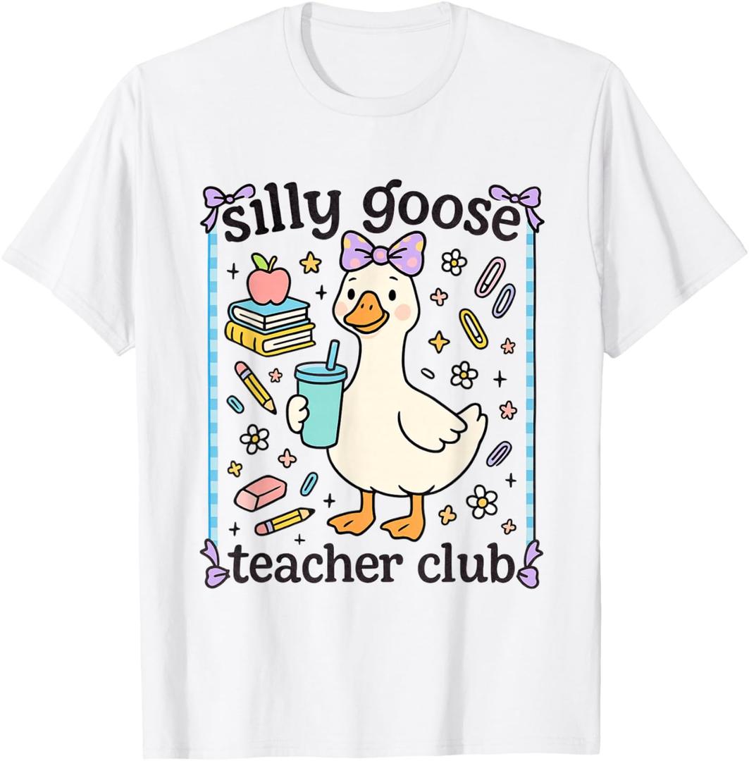 Silly Goose Teacher Club Funny Silly Goose for Teacher T-Shirt, Size 2XL