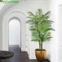 6ft Tall Triple Golden Cane Palm Artificial Tree Large Tropical Palm Tree UV Resistant Fake Plant in Pot for Indoor Outdoor Big House Living Room Outside Patio Office Home Decor 1Pack