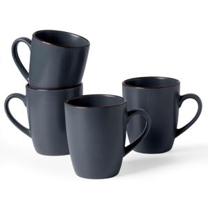 famiware Venus Coffee Mugs for 4, 12 oz Mug Set, Dringking Cup with Handle for Coffee, Tea, Cocoa, Milk, Charcoal