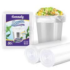 Hommaly  86 pcs Medium Clear Trash Bags Strong Clear Garbage Bags, Bathroom Trash Can Bin Liners, Plastic Bags for Office, Fit 7gallon,8 gallon Waste Basket Liner7,8Gal(8G86-Clear)