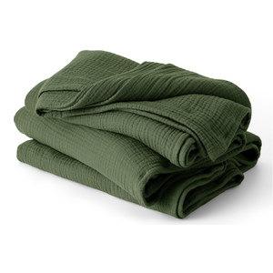 Bedsure 100% Cotton Muslin Blanket King Size for Bed - 4-Layer Breathable and Lightweight Thin Soft Summer Gauze Muslin Blanket for Adults, Olive Green, 108x90 Inches, Olive Green