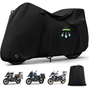 Motorcycle Cover Waterproof for BMW R1300GS/R1250GS/F900GS/Adventure with Trunk Model, Heavy Duty Outdoor Sun Rain UV Dust All Weather Protection Motorbike Cover with Soft Cotton Lining & Lock Hole