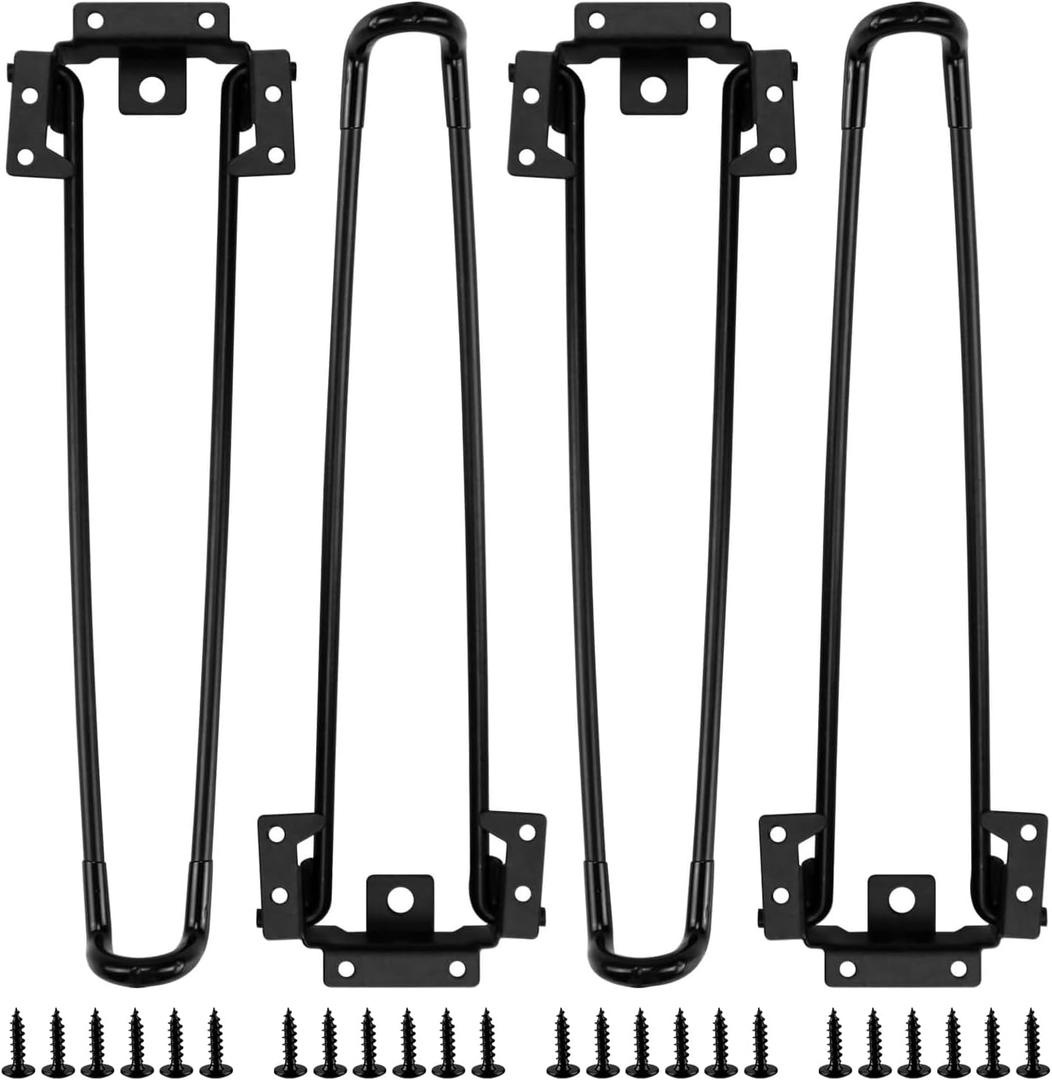 Enenes 3PCS Folding Hairpin Table Legs 21 Inch Heavy Duty Steel Legs, Tool-Free Installation Space-Saving Design for Coffee Tables, Desks, Indoor Outdoor Furniture with Screws