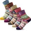 MORECOO Stocking Stuffers - Christmas Gifts for Women - Socks for Women - Thick Wool Soft Warm Cozy High Womens Socks (5-9, A-multi Color 4)