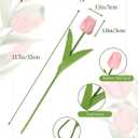 MACTING 30 PCS Artificial Tulip Flowers 13.7" Real Touch Fake PU Tulips Bouquet Faux Flowers for Floral Arrangements Table Centerpieces Kitchen Indoor Home Mothers Day Decorations,Peach Pink