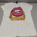 Melanin Juicy Lips Gold Chain Hot Pink Bubblegum Black Queen T-Shirt (White, S)