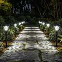 Solar Pathway Lights Outdoor 10 Pack Waterproof Solar Garden Lights Auto On/Off LED Solar Yard Lights 6000K Cool White Solar Stake Lights Outdoor Landscape Path Lights for Driveway Walkway