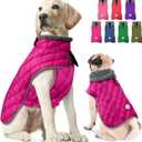 Fragralley Dog Winter Coat, Waterproof Windproof Reflective Fleece Jacket with Harness Hole, Warm Snow Vest for Small Medium Large Dogs, Ideal Gifts (DeepPink) X-Large