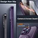 SPIDERCASE Magnetic for iPhone 16 Pro Max Case, Translucent Matte [2Pcs Tempered Glass Screen Protector] [Upgraded Full Camera Protection] Phone Case,Purple