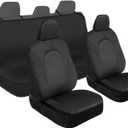 Motor Trend Front & Rear Car Seat Covers Full Set - Gray Cloth Bucket Seat Covers for Front Seats + Waterproof Rear Split Bench Cover – Universal Fit for Car Truck SUV Van Interior Protection