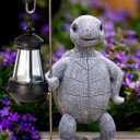 Garden Turtle Statue with Solar Lantern - Outdoor Garden Decor for Outside Yard Patio Balcony Lawn Decor - Unique Gardening Gifts for Mom Grandma (Copper)