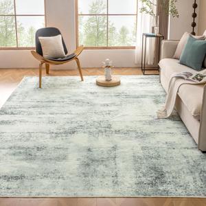 VKLIVING 6x9 Soft Living Room Rug Bedroom Modern Abstract Washable Rug with Non Slip for Dining Room Home Decor, Large Green Carpet Machine Washable Stain Resistant No Shedding, Green