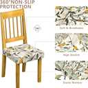 Stretch Dining Chair Seat Covers Set of 4,Dining Chair Slipcovers, Floral Printed Chair Covers,Soft Fabric Washable Upholstered Chair Seat Protector, No Rear Covers for Home Kitchen Dining Room (Yellow Flower Bud Patterns)