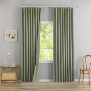 DONREN Sage Green Pinch Pleated Blackout Curtains with Hooks - 84 inch Length Room Darkening Thermal Insulated Window Curtain Panels for Living Room Bedroom 2 Panel 40" Wx84 L