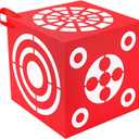 ShinyRelief Red 3D Foam Archery Target 6 Side Dice Cube Archery Target Accessories with Handle 13 x 13 x 13 Inch Lightweight Archery Block Target for Shooting Backyard Practice, Easy Arrow Removal