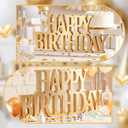 Novabright Happy Birthday Sign Centerpieces for Table Birthday Party Decorations for Women Bday Birthdays Themed Celebration Party Supplies(Gold,No Glitter), 11.81 x 5.91 x 0.59 inches