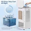 Windowless Portable Air Conditioners Fan, Evaporative Air Cooler Fan 3 Modes & 3 Speeds, 2-Gal Tank for 20H Cooling,16FT Remote,12H Timer for Smart Auto-off, No Hose Needed,36db Swamp Cooler, FK2508Y-1