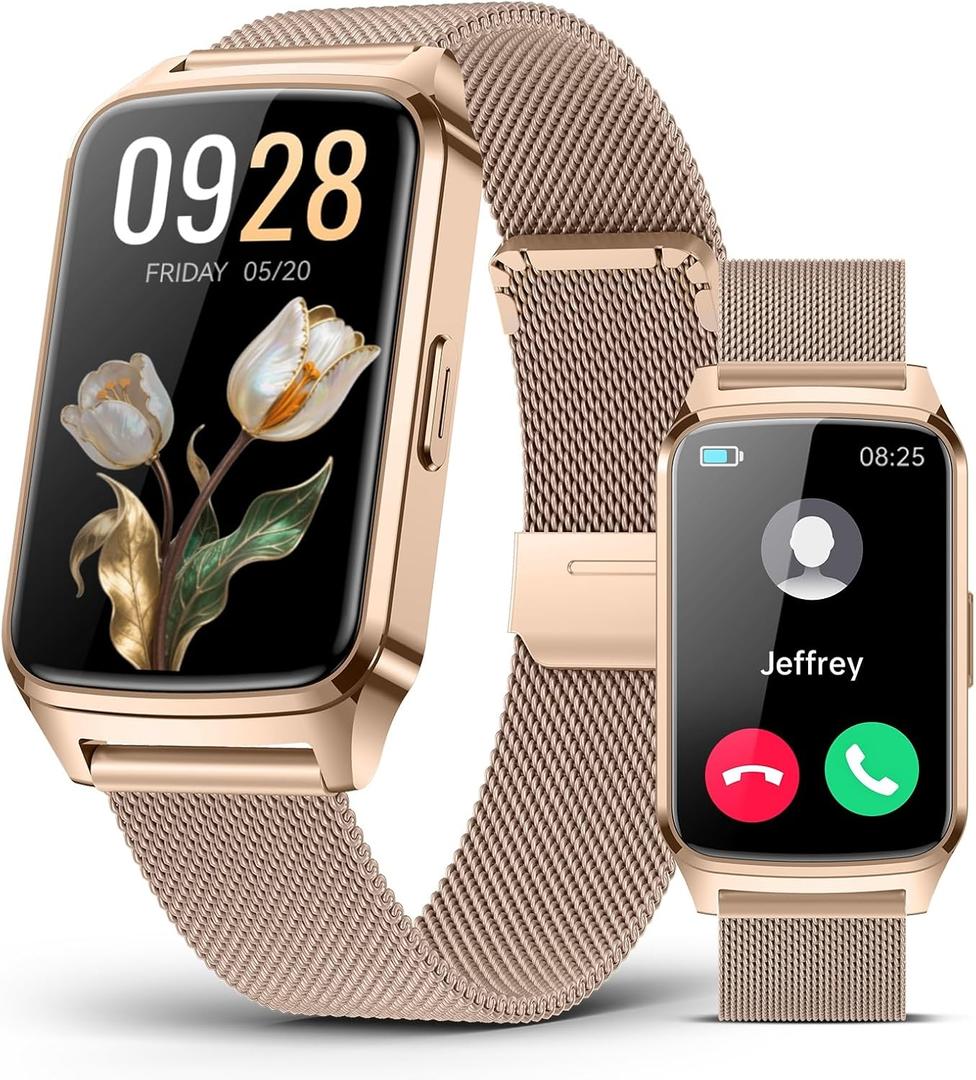 Fitness Tracker Watch for Men Women, Activity Tracker for iPhone and Android with Step Counter, Calorie, Sleep Monitor, 110+ Sports Modes, IP68 Waterproof Smartwatch (Minimalist, Gold, 1.57)