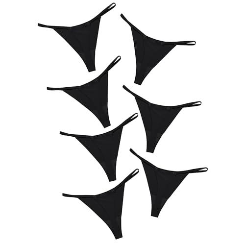 DEANGELMON G-string Thongs for Women Panties No Show Thong Seamless Underwear Low Rise Comfortable Microfiber Workout Pack (7P17,M), Black, 7 count, M